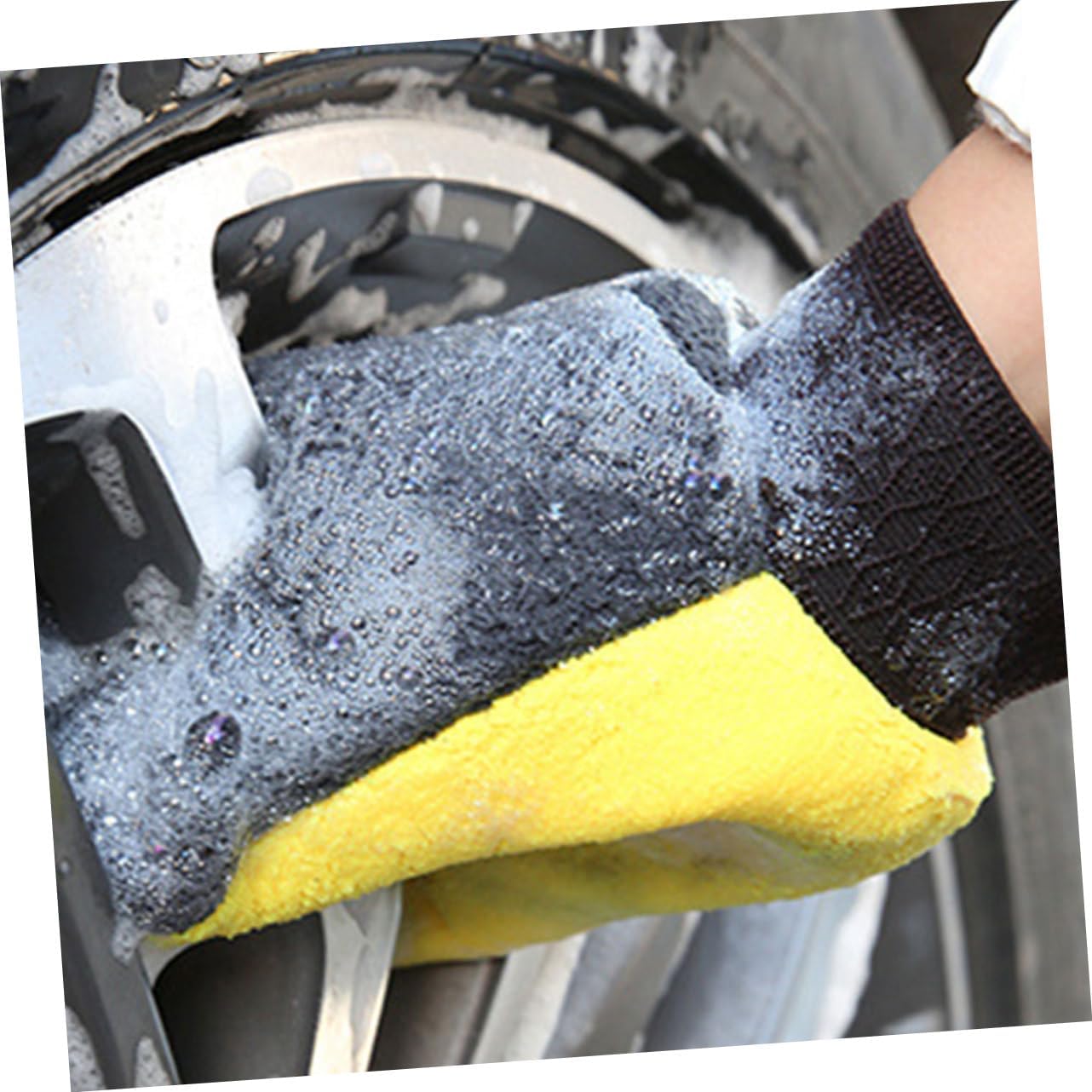OUNONA 4pcs Car Wash Glove Dual Side Mitt Non-Slip Scratch for Auto Detailing and House Cleaning