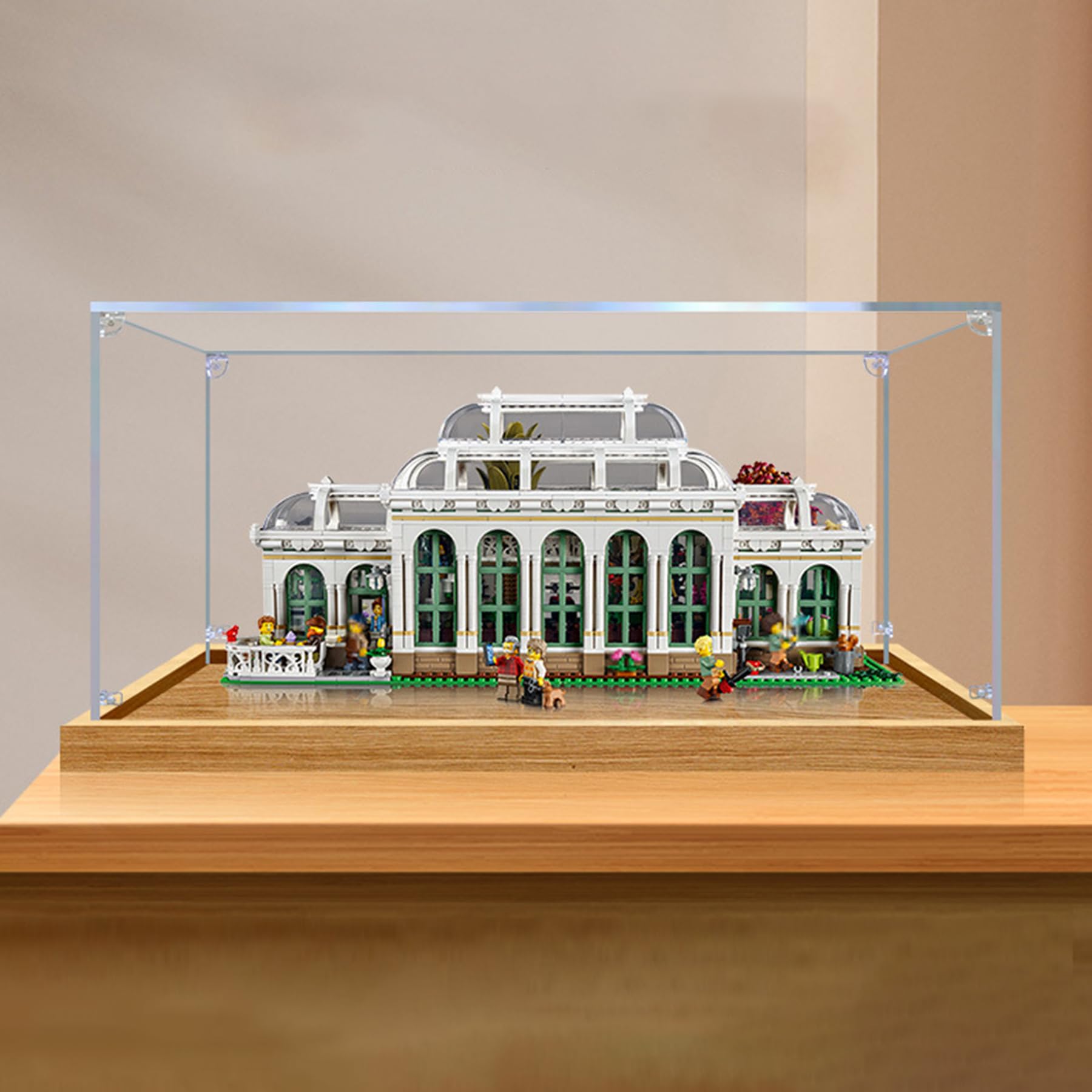 XNSHENGXAN Acrylic Display Case Compatible to Lego The Botanical Garden #21353(21.6*11.8*9.8in), Display Cases for Collectibles, Sturdy Protection for Your Collectible,Wooden Base