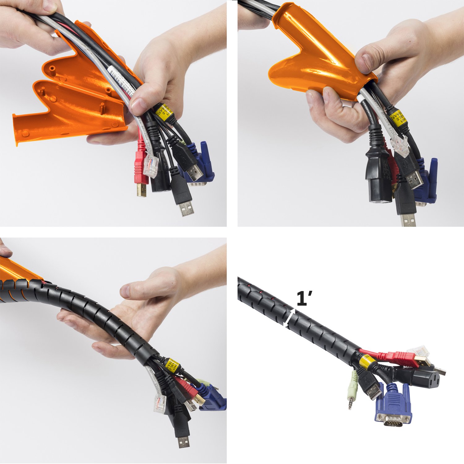 DLine Cable Tidy Sleeve, TV Cable Management Solution, Wire Tidy to