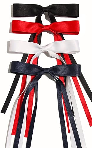 4 pinzas para el cabello para mujer, cinta con borla, lazo con cola larga, pinzas para el cabello para mujeres, pinzas para el cabello para niñas,