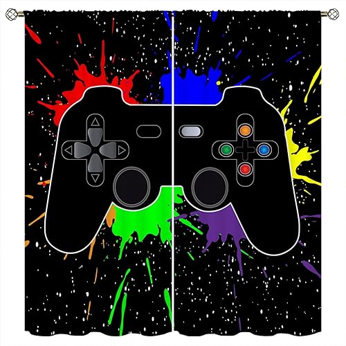 Cortinas de videojuegos para adolescentes y niños, con aislamiento térmico, oscurecimiento de habitación, para sala de estar, juegos, hogar,