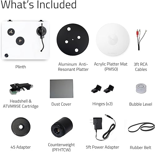 Miniatura 9 de Fluance RT81+ Elite - Tocadiscos de vinilo de alta fidelidad, cartucho Audio Technica VM95E, placa antirresonante, alfombrilla acrílica,