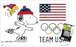 Team USA x Peanuts – Snoopy Olympic Figure Skating Wall Poster with Push Pins, 22.4L
