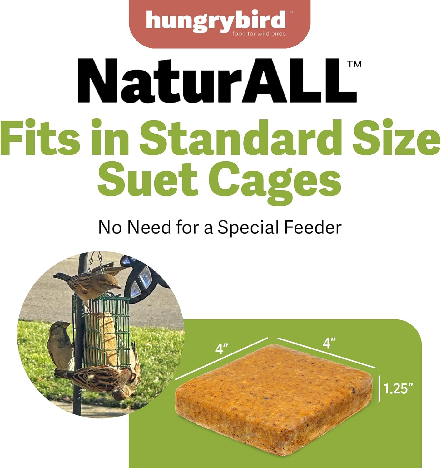 NaturAll Non-GMO, High-Protein Hot Pepper Suet Cake for Ouside Wild Bird Feeders, Pack of 12