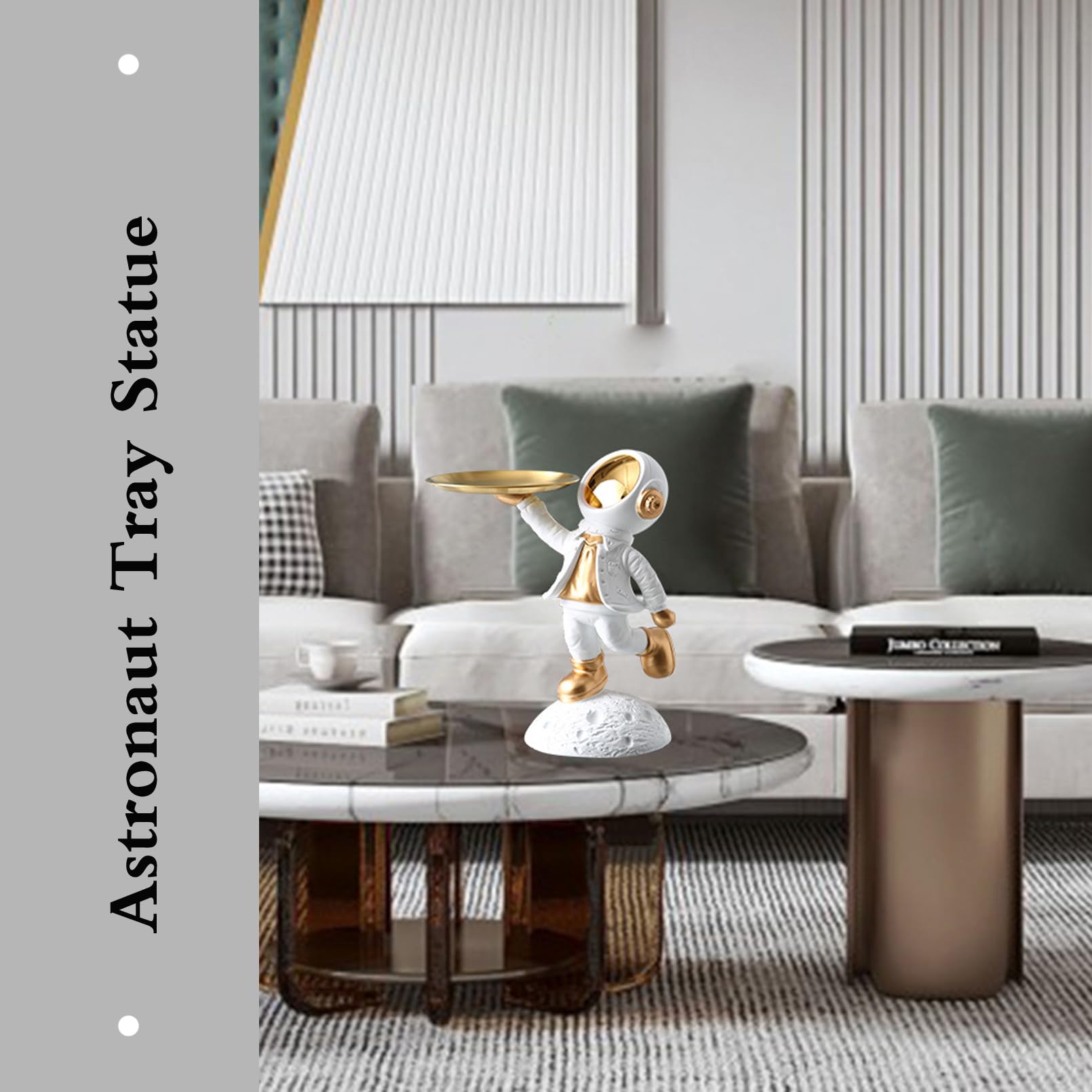 Cutfouwe Estatua de la Figura del Astronauta - AstronautenTableta decoración tazón de Dulces, Bandeja de Joyas, Bandeja de Llaves Decoración de Escritorio para el hogar y la Oficina,Oro,A