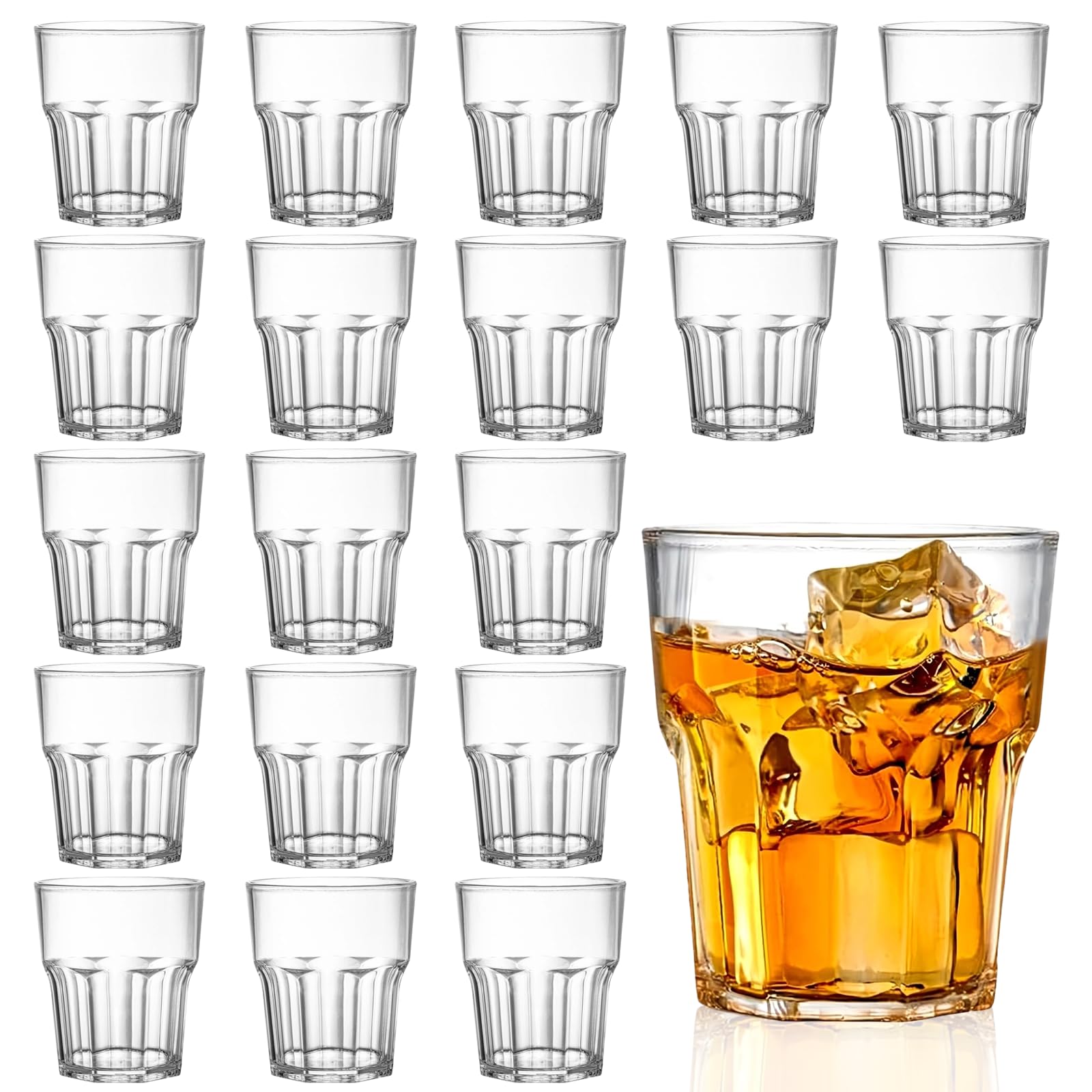 20 Pack 260ml Plastic Tumblers, BPA Free Plastic Cups Reusable Stackable