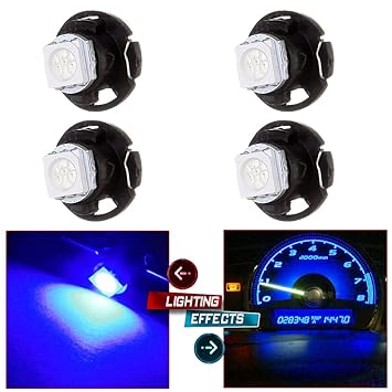 cciyu 4 Pack Blue 1-5050 SMD T4.7 Neo Wedge LED A/C Climate Control Lights 12mm Bright Blue T5 T1.25 Neo Wedge Base Replacement fit for 1990-1997 Honda Accord 2001-2005 Honda Civic