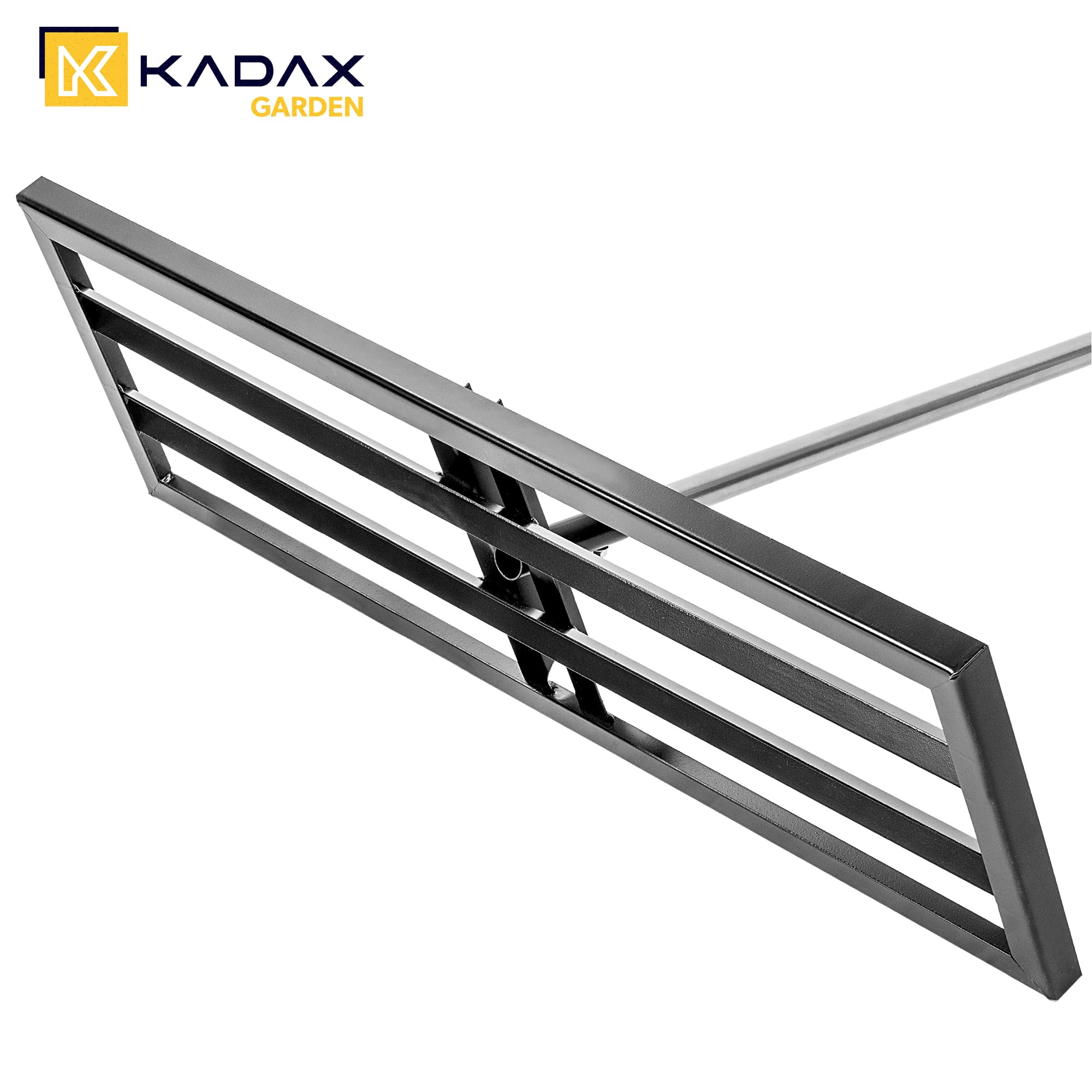 KADAX Rascador de césped 89 x 29 cm con mango, rastrillo de nivelación para el cuidado del césped, para nivelar el suelo, nivelador de césped de metal, nivelador de superficies