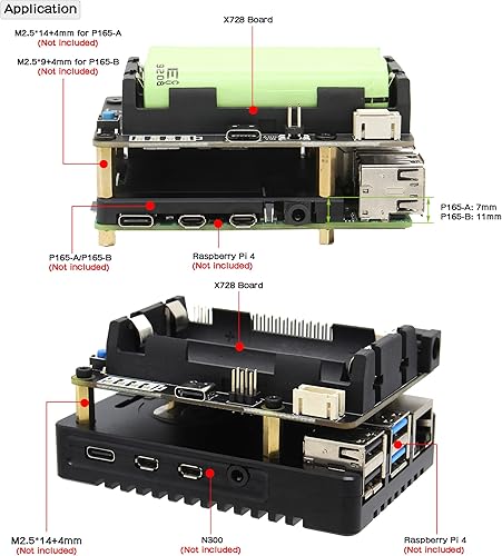 Miniatura 6 de Geekworm Raspberry Pi UPS con adaptador de corriente, X728 (máximo 5.1V 6A) 18650 UPS y placa de gestión de energía + adaptador de corriente de 20W