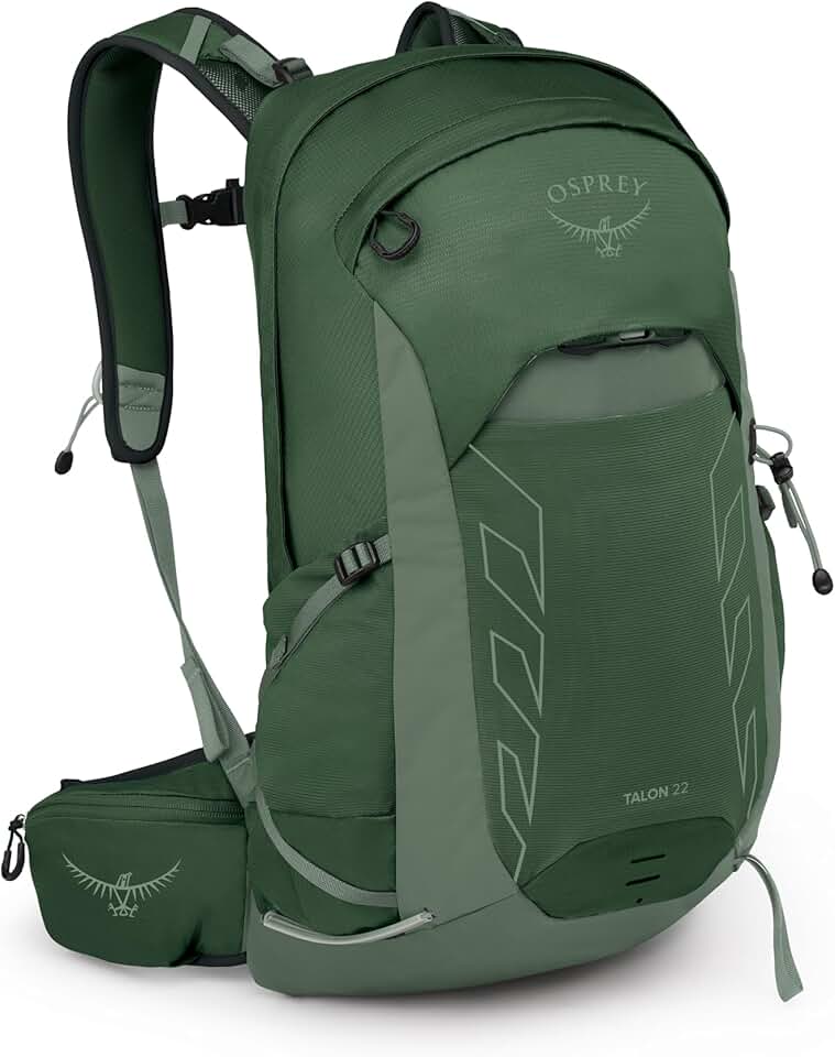 Osprey Talon 22L Men's Lightweight Hiking Backpack - Small Daypack for Travel &amp; Camping, Green Canopy/Pine Leaf Bluesign