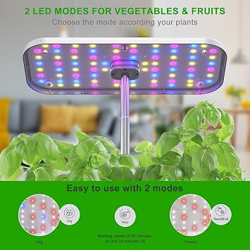 12 Pods Indoor Intelligent Garden Kit,Hydroponics Growing System with Adjustable LED Grow Lights,Smart Kitchen Herb Indoor Planter Germination Kit,Automatic Timer Two Modes Herb Garden Starter Kit