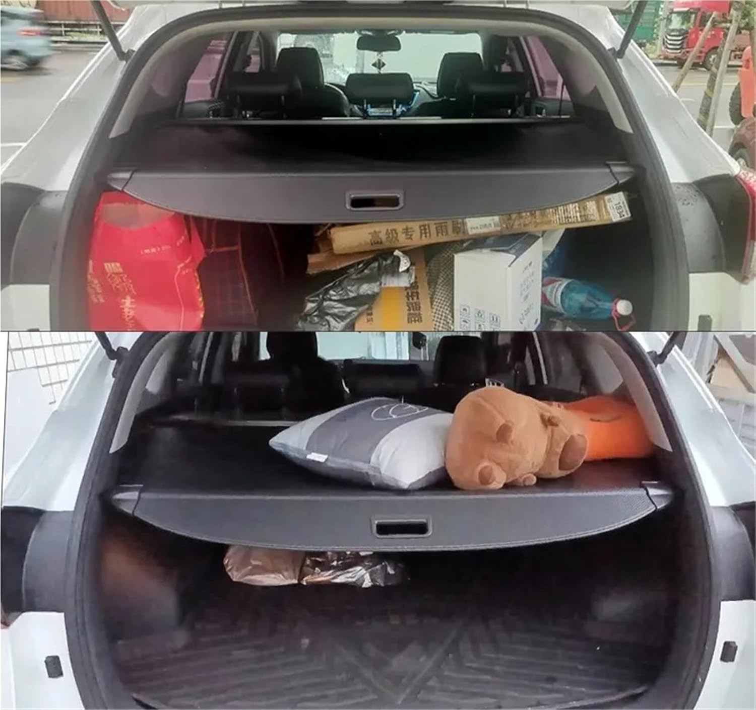 for Hyundai Tucson TL 2015-2020 Auto Trunk Curtain Organizer Cover Cargo Rear Rack Luggage Storage Privacy Shade(Carbon Fiber)