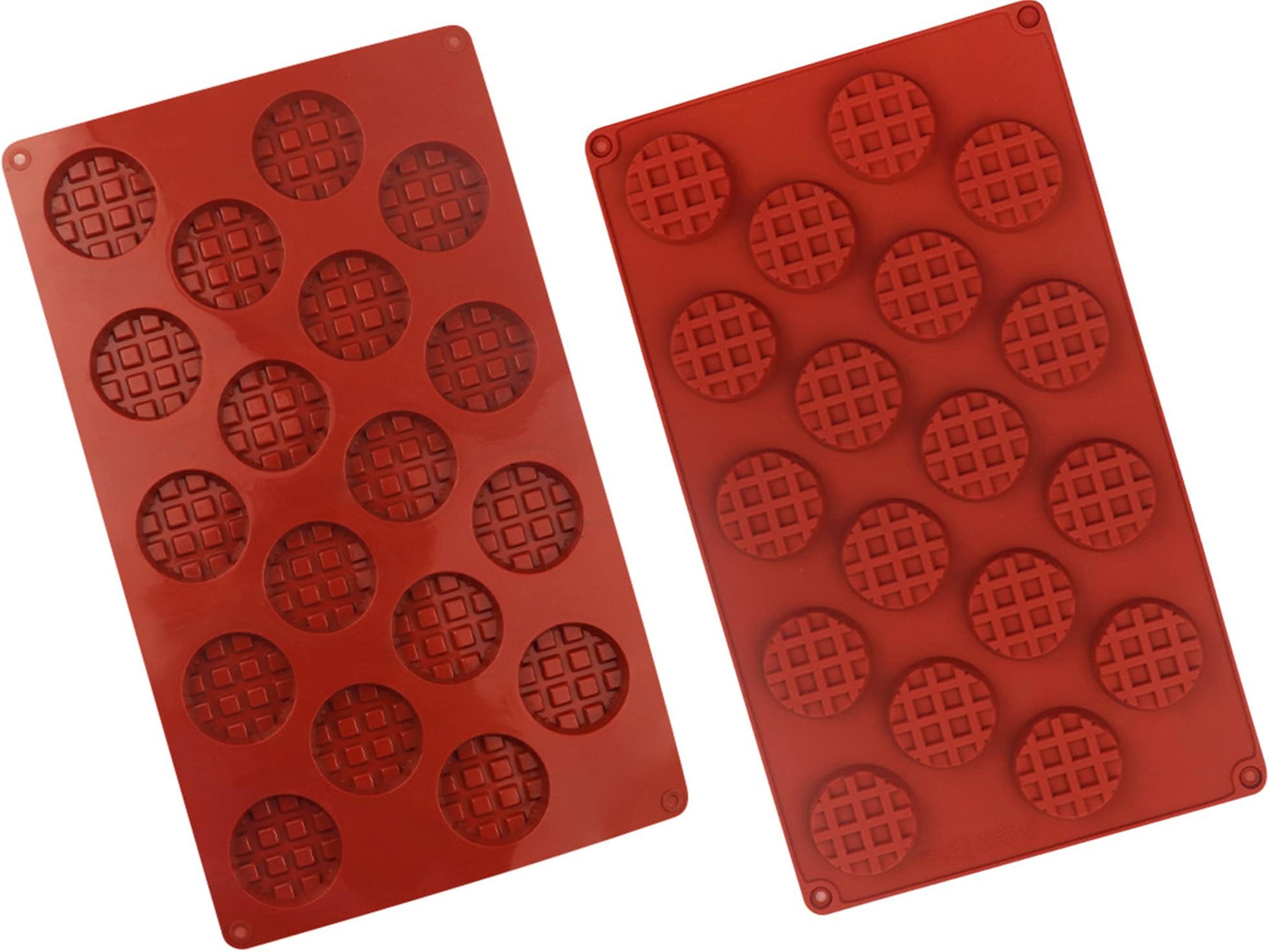 MANSHU 18-Cavity Silicone Mini ​Round Waffle Mould ,Waffle Cookie mold, Chocolate Mould,Candy Mould,Silicone Baking mold, 2pcs