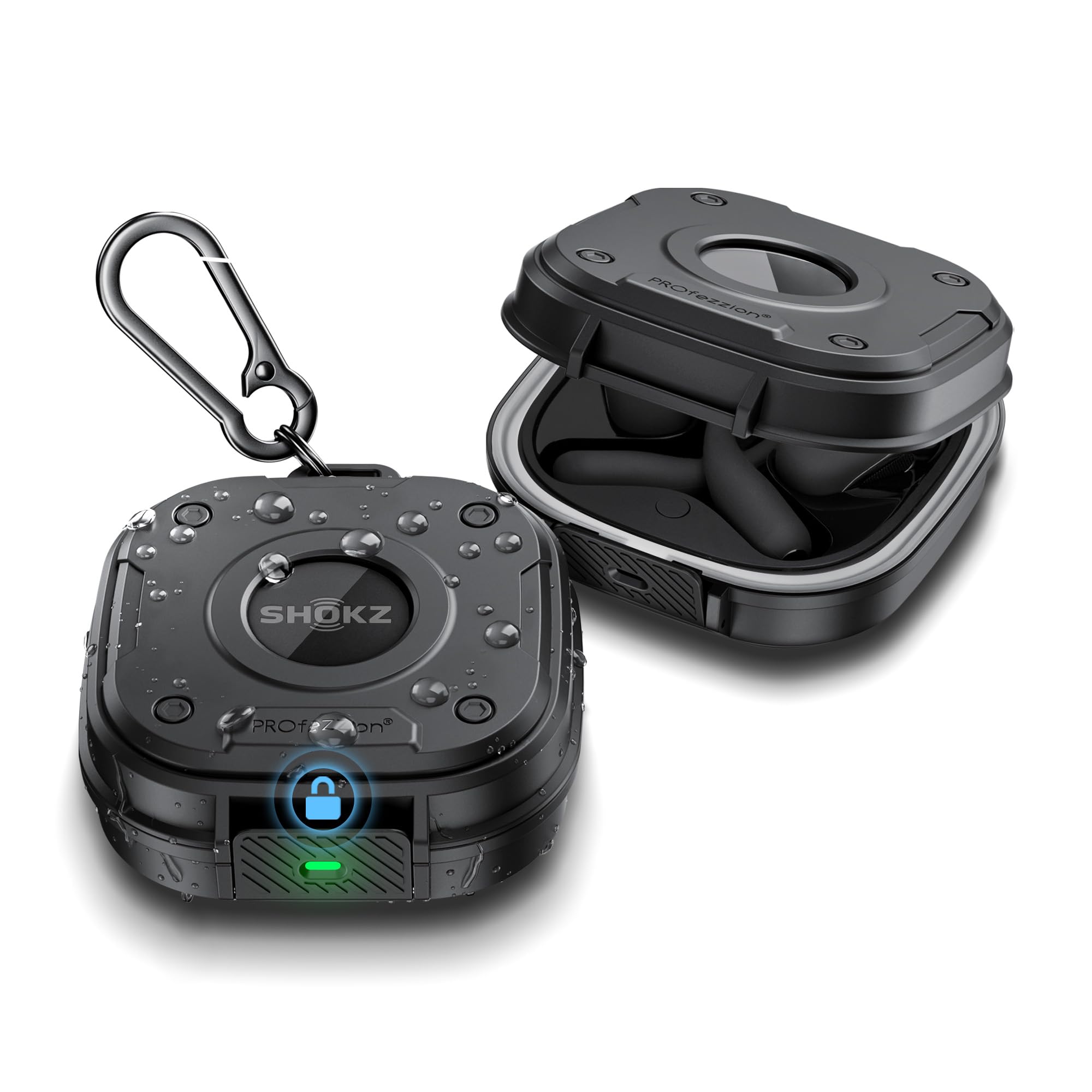 PROfezzion for Shokz OpenFit 2 Case Cover, Heavy Duty Hard Shell Case with Full Coverage and Secure Locking Latch for Shokz OpenFit 2 Open-Ear