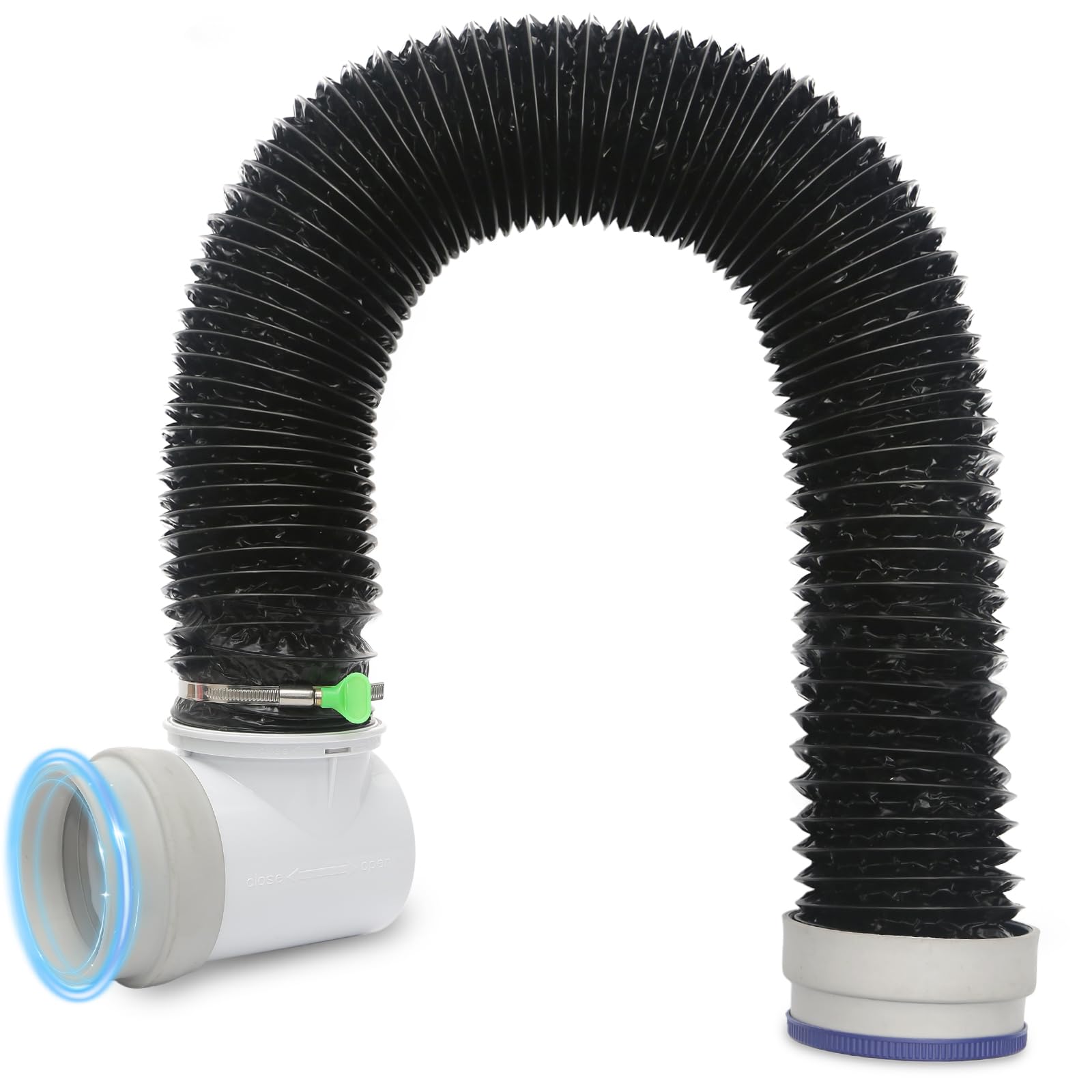 Kit de tuyau d'aération pour sèche-linge de 10,2 cm et 2,4 m pour espaces restreints, coude à 90°, 2 pinces à clés, conduit en PVC résistant à la lumière 6 plis et joints en caoutchouc