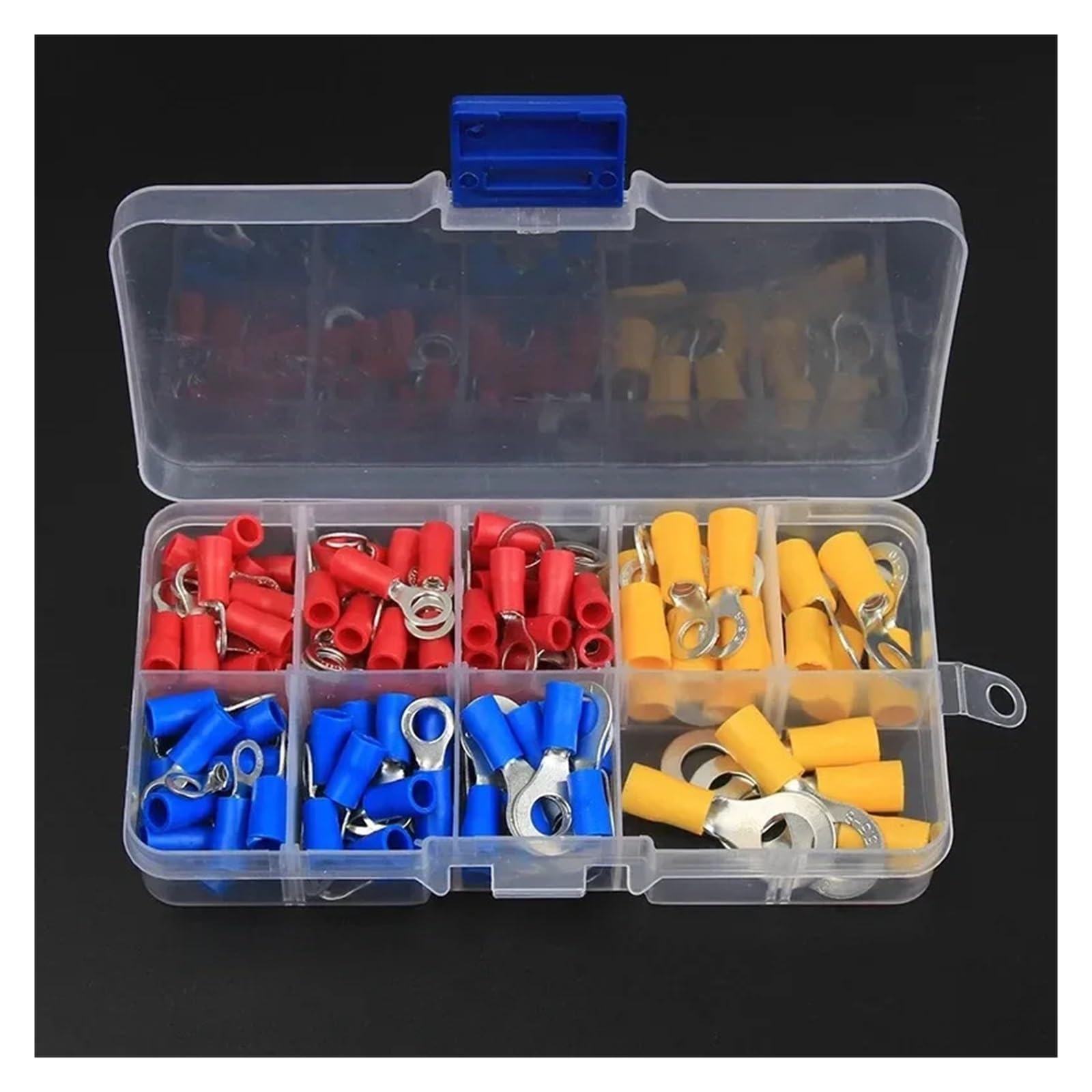 VWWJCCRO 128Pcs Insulated Ring Terminal Crimp Connector Kit Ring Cable Wire Connectors Cord Pin End Butt Terminals RV1.25 RV2 RV5.5