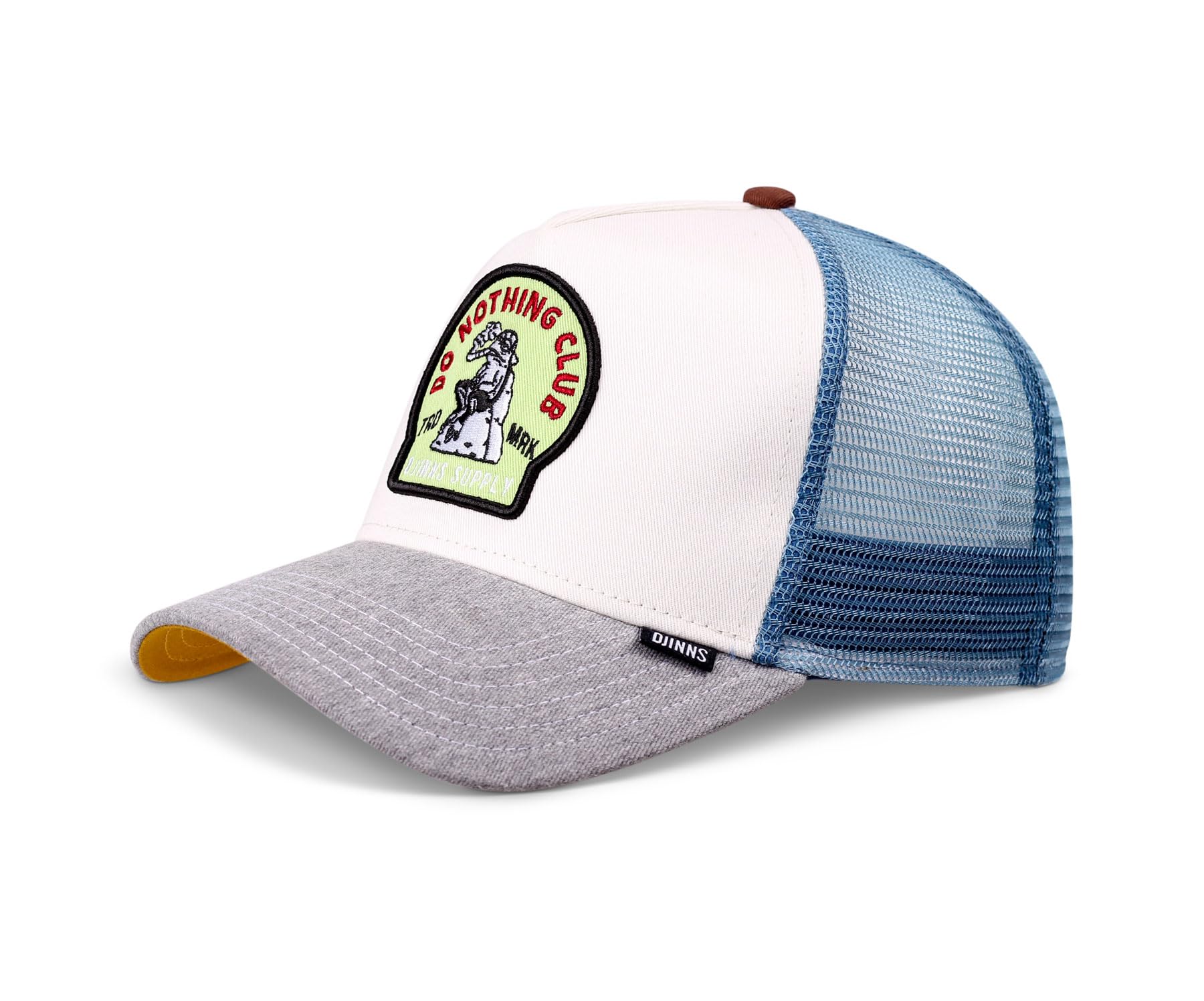 Djinns - DNC Frog Trucker Cap Mesh Cap Hat Cap Hat Caps, White/Grey/Blue, One Size