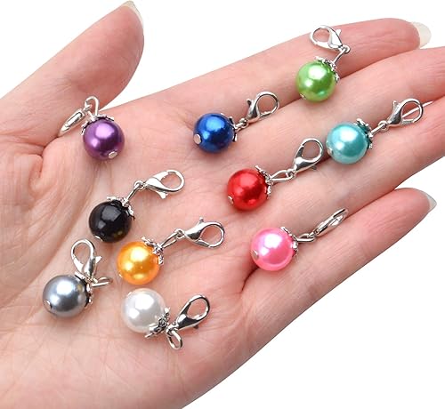 Miniatura 7 de Aylifu Dijes de clip, 20 piezas de perlas coloridas colgantes colgantes con cierre de langosta, accesorio para hacer joyas, accesorios para