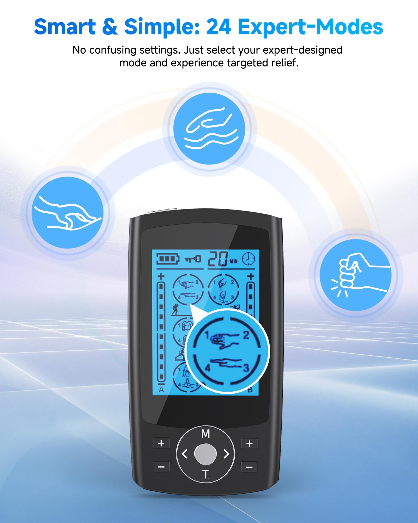 TENS Unit Muscle Stimulator, 24 Modes Dual Channel TENS EMS Machine for Muscle Tension and Back Relief, Rechargeable Pulse Massager with Timer, 6 Upgraded Pads for Neck Shoulder Leg and Knee — Amazon image 3