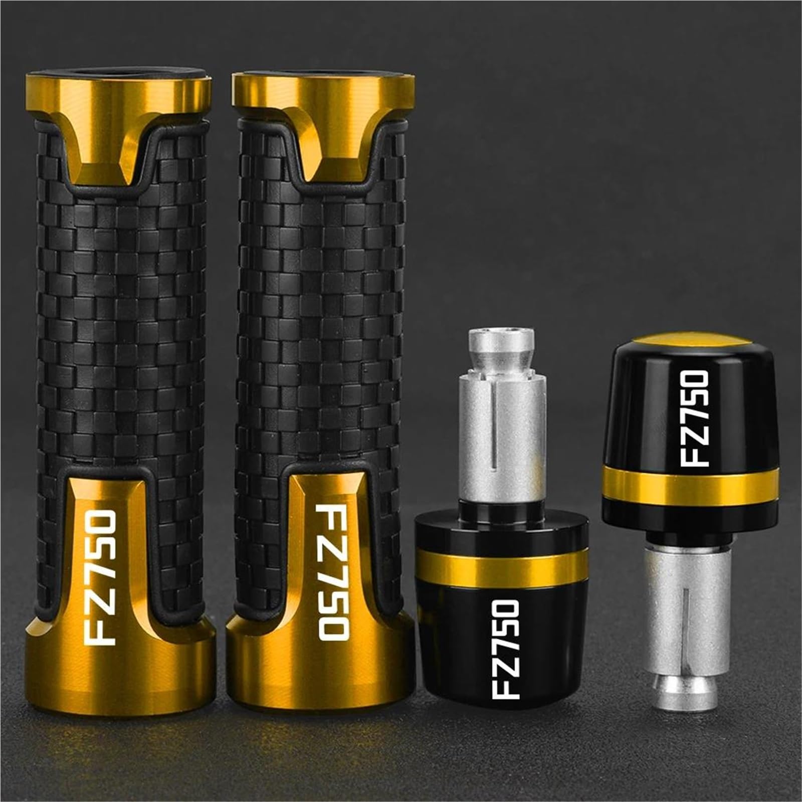 Manopole per manubrio Manopole Per Manubrio In Alluminio CNC E Gomma Per Yamaha FZ750 FZ 750 1985 1986 1987 1988 1989 1990 1991(Jaune)