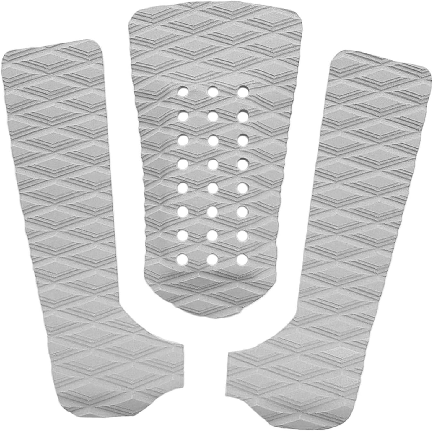 3Pcs/Set Surfboard Anti-Slip Tail Pads EVA Surf Deck Traction Pads for Stomp Skimboards,Funboard, Fish Board (Color : White)
