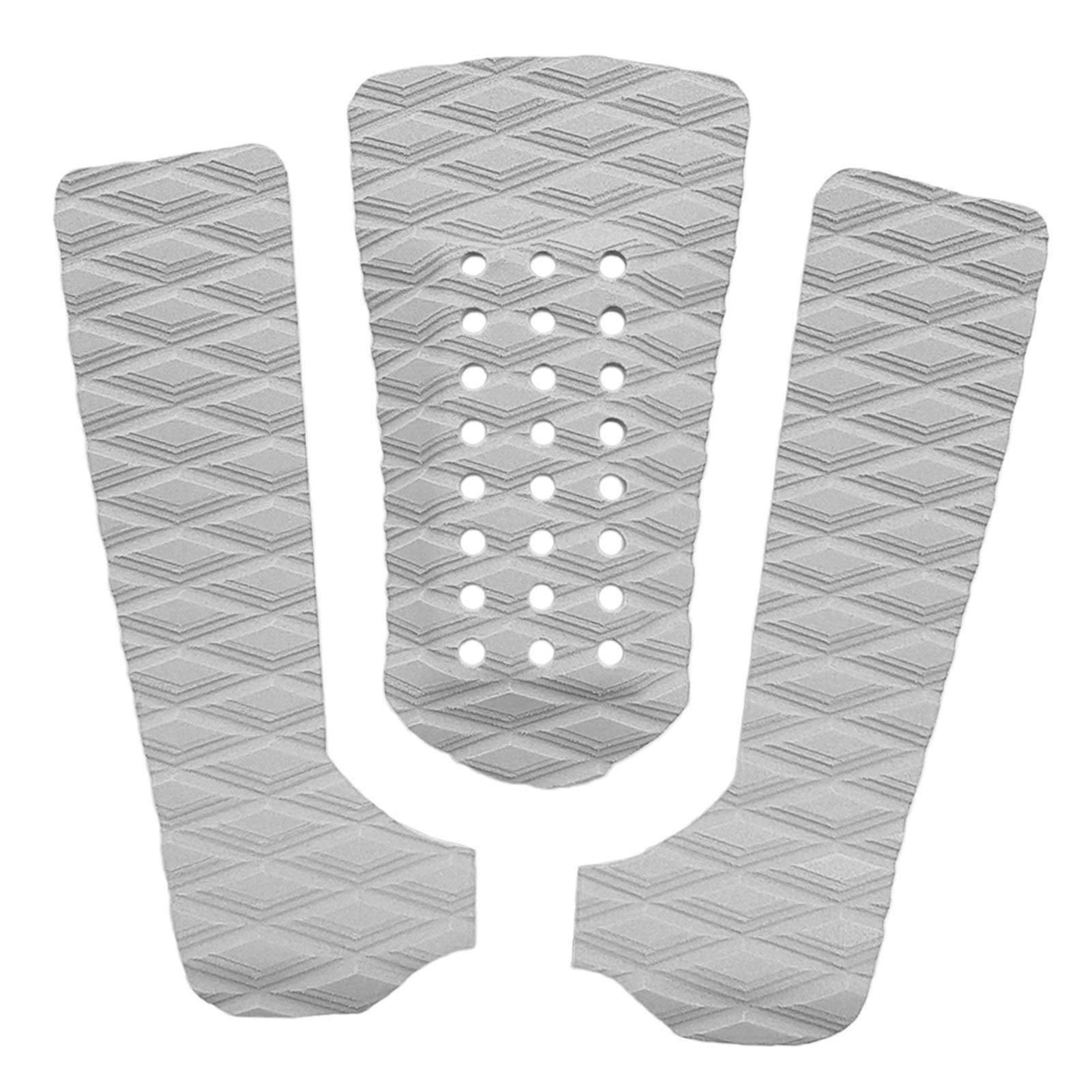 3Pcs/Set Surfboard Anti-Slip Tail Pads EVA Surf Deck Traction Pads for Stomp Skimboards,Funboard, Fish Board (Color : White)