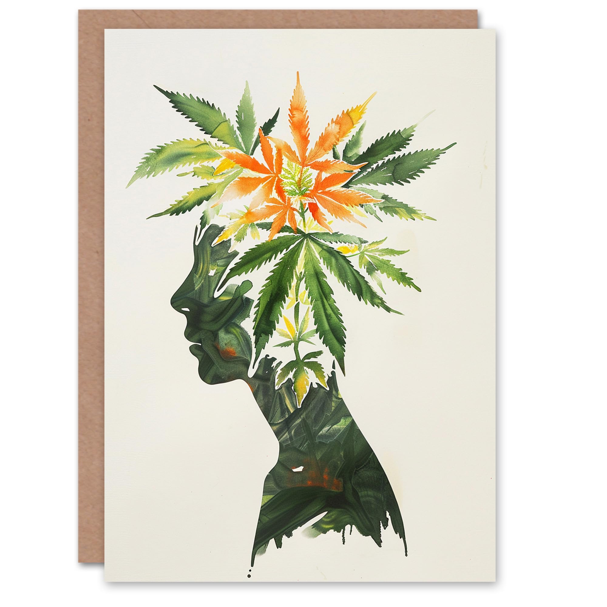 Artery8 Marijuana Queen Weed Concept Art Watercolour Blank For Him Or Her Art Birthday Card