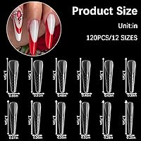 Vista 3 de 120 piezas de formas de uñas dobles, 12 tamaños, extensión media mate, poligel, cubierta completa, moldes de uñas con constructor de escalas, uñas