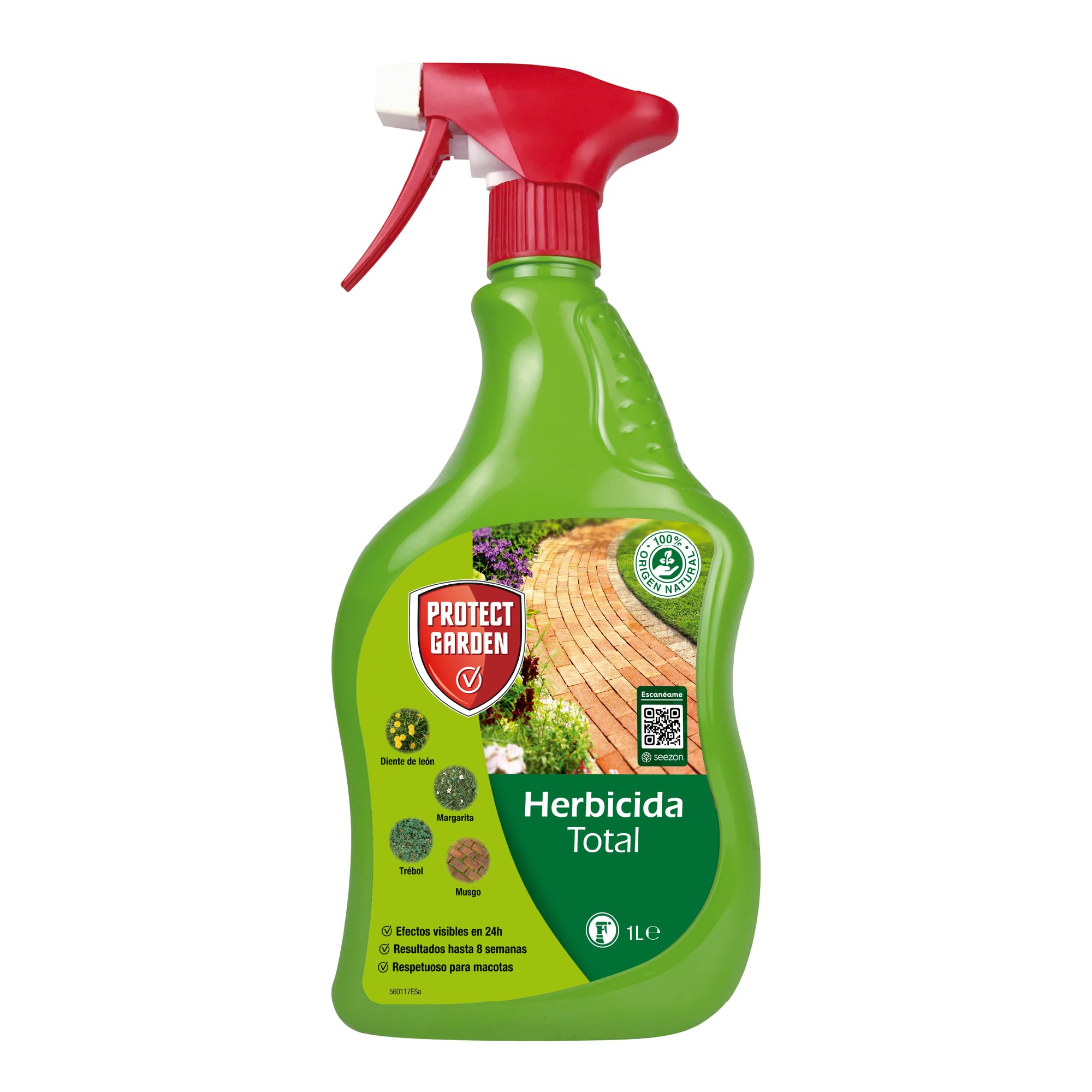 Protect Garden, Herbicida total de origen natural. Alternativa al glifosato de origen 100% natural. Acción rápida visible hasta 8 semanas, listo para usar con efecto rápido.