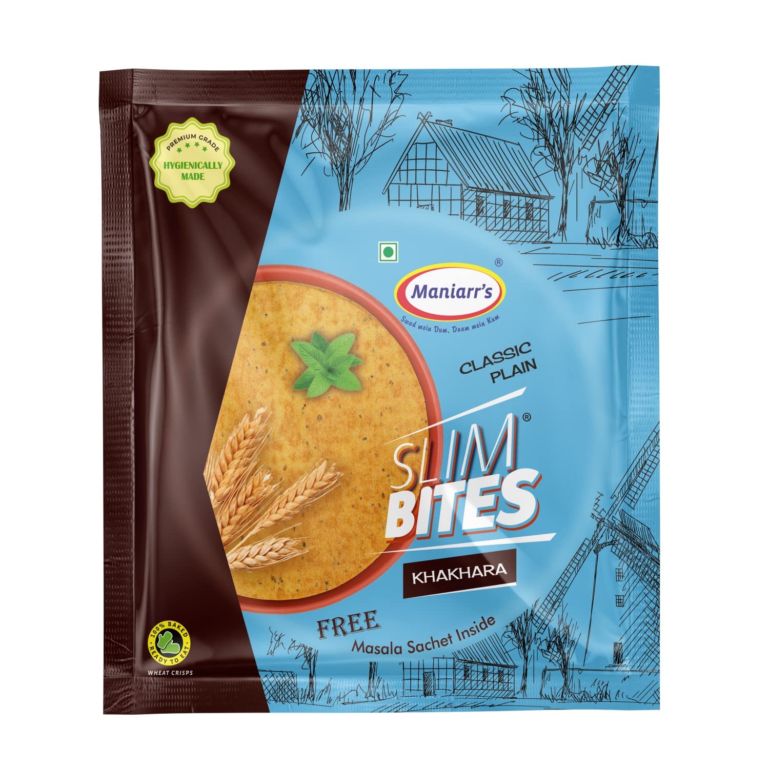 Maniarr'sSlim Crispy Plain Whole Wheat Traditional Flavour Khakhara, Healthy & Crispy, 100% Natural Ingredient, Low Carb Snack 200gm