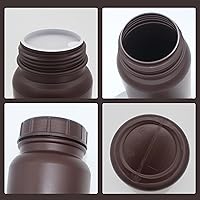 Vista 7 de Botella de reactivo ámbar de boca ancha HDPE de grado de laboratorio diseñada para aulas de laboratorios o almacenamiento en casa, capacidad de 0.1