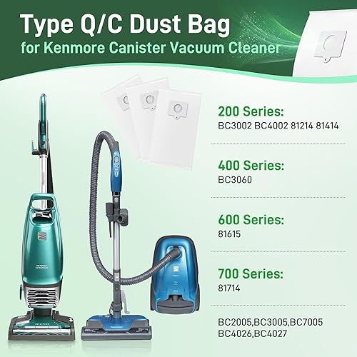 Miniatura 2 de Paquete de 12 bolsas de vacío tipo QC 53292, bolsas de repuesto para Kenmore 200 400 600 700 800 Series, 5055, 50557, 50558, 53291, 21814, 81214,