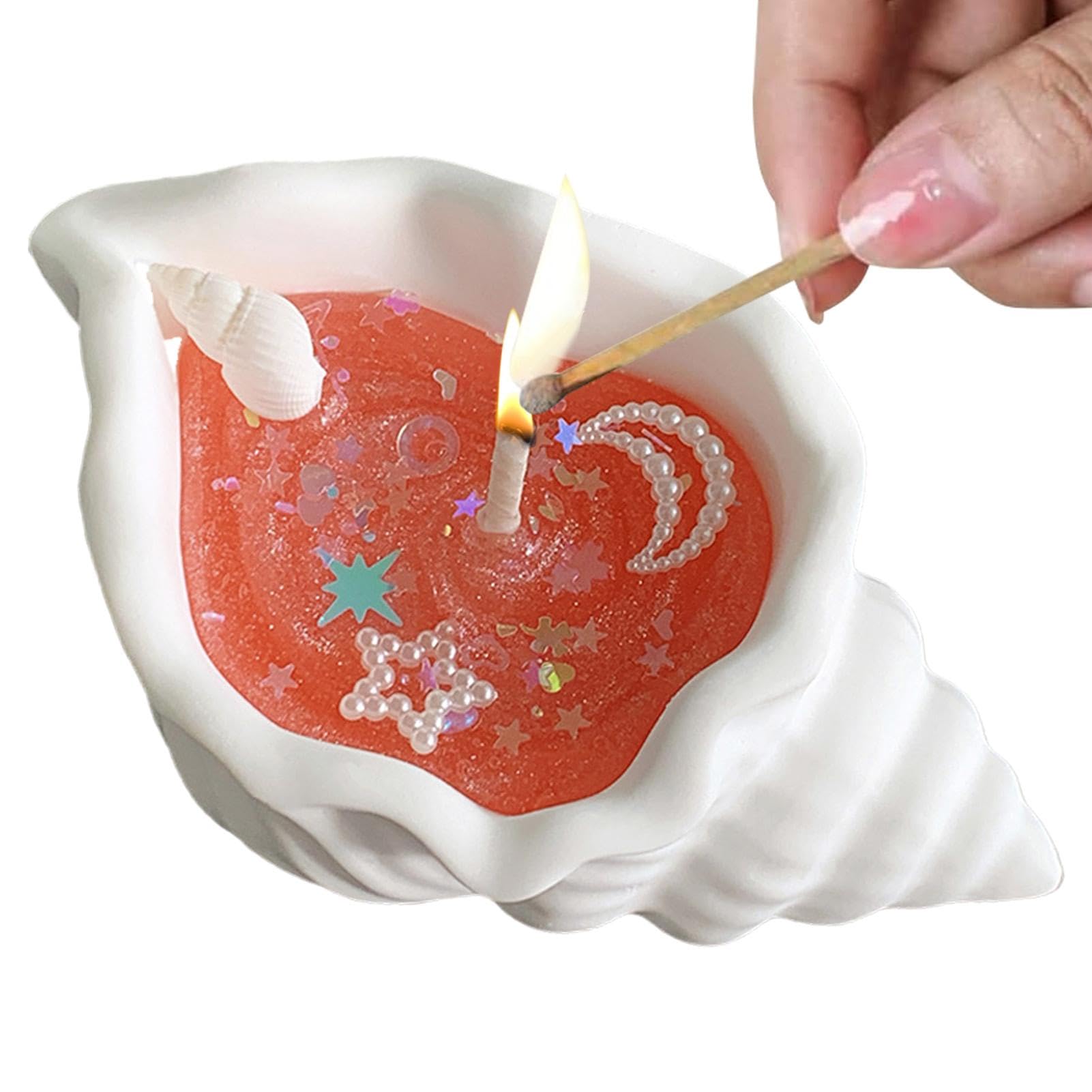 Shell-Shaped Scented Candles, Seashell Soy Wax Candles, Scented - for Stress Relief(Pink)