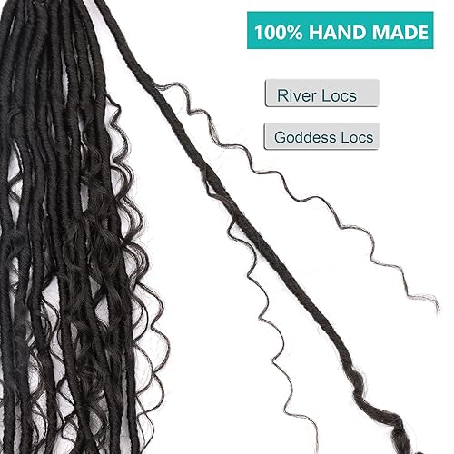 Miniatura 5 de Rastas Bohemias de Río Falsas de Cabello de Ganchillo para Mujeres Negras - 20 pulgadas Rastas de Diosa de Cabello de Ganchillo con Puntas Rizadas 8
