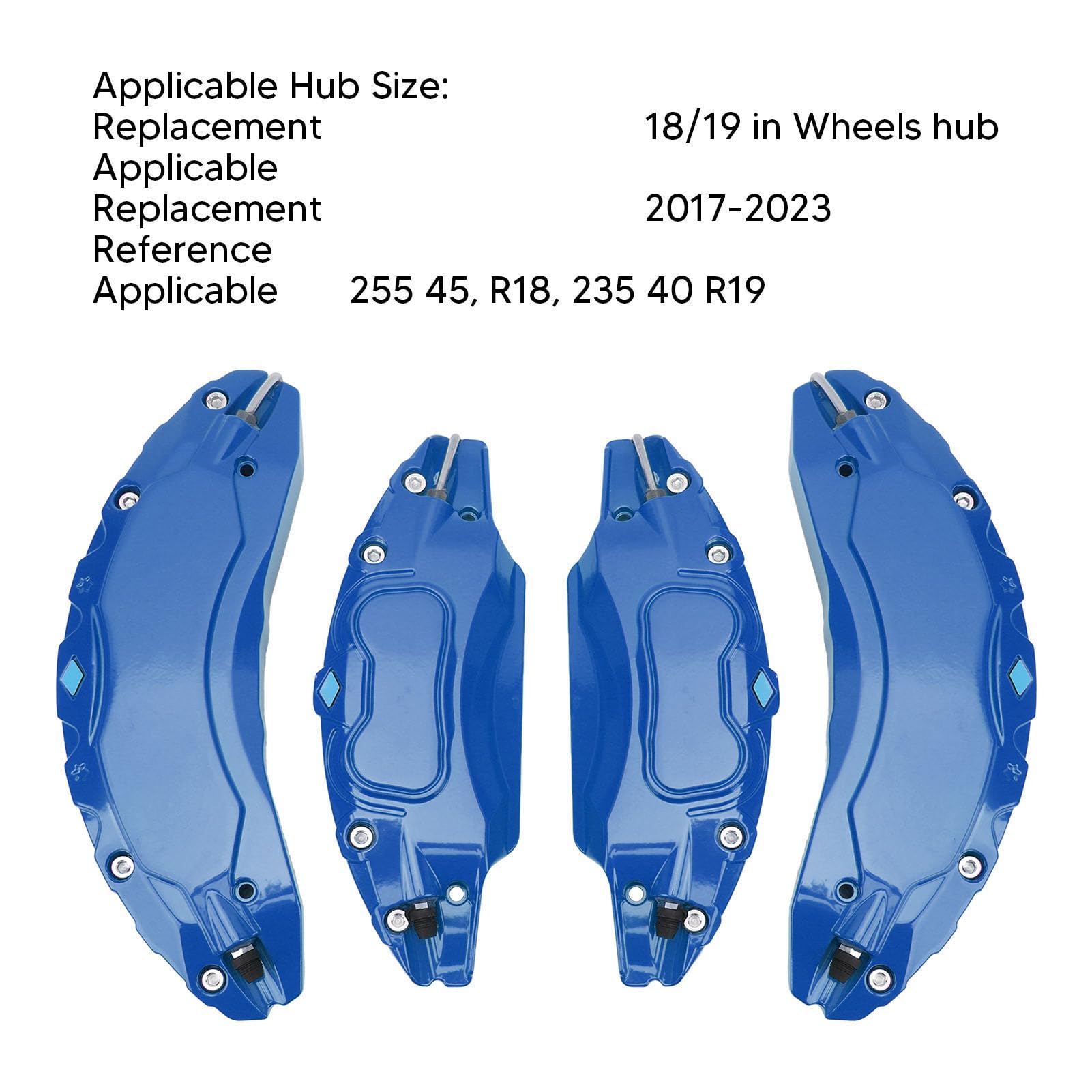 4 Stück 18 Zoll 19 Zoll Auto-Bremssattelabdeckungen Scheibenbremssattelabdeckungen Bremssattelabdeckung Schutz Bremssattel-Erhaltungsabdeckung für Autos (Blue)