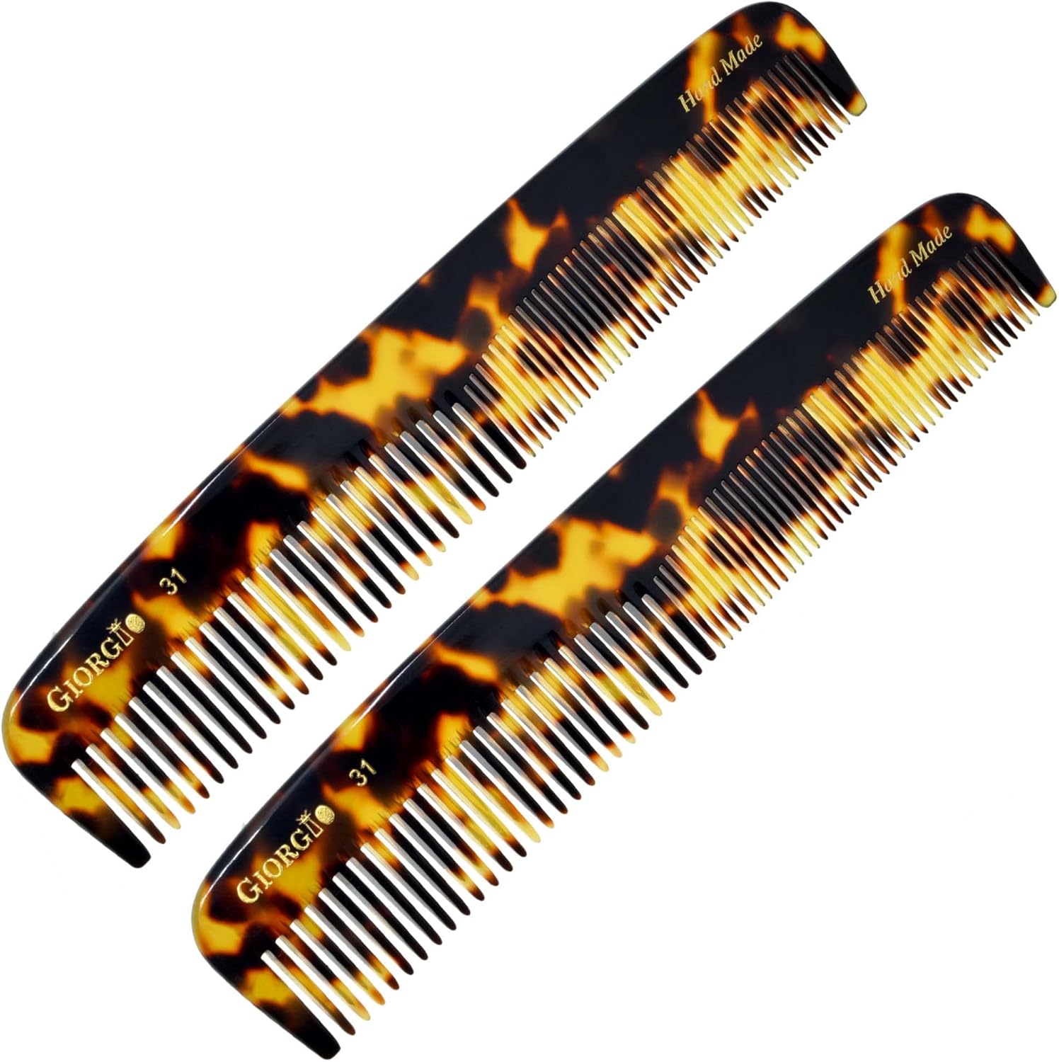 Giorgio G31 細い歯の櫛と幅広の歯の櫛 - 7.5インチ ヘアスタイリングコーム 男性用 グルーミングヘアコーム 女性用グ