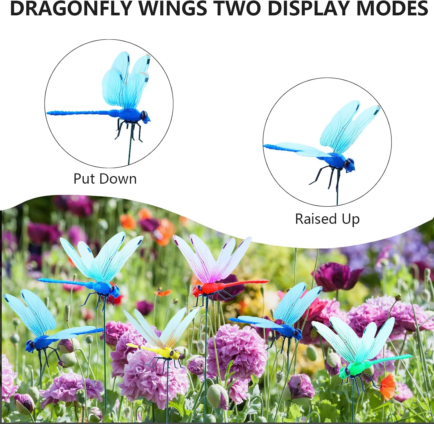 10 Pack Dragonfly Clip, 3D Fake Dragonflies, Humming Bird Stakes Fake, Garden Outdoor Flying Butterflies Decorations, Garden Stakes Decor Yard Ornaments for Hat,Deer and Horse image 4