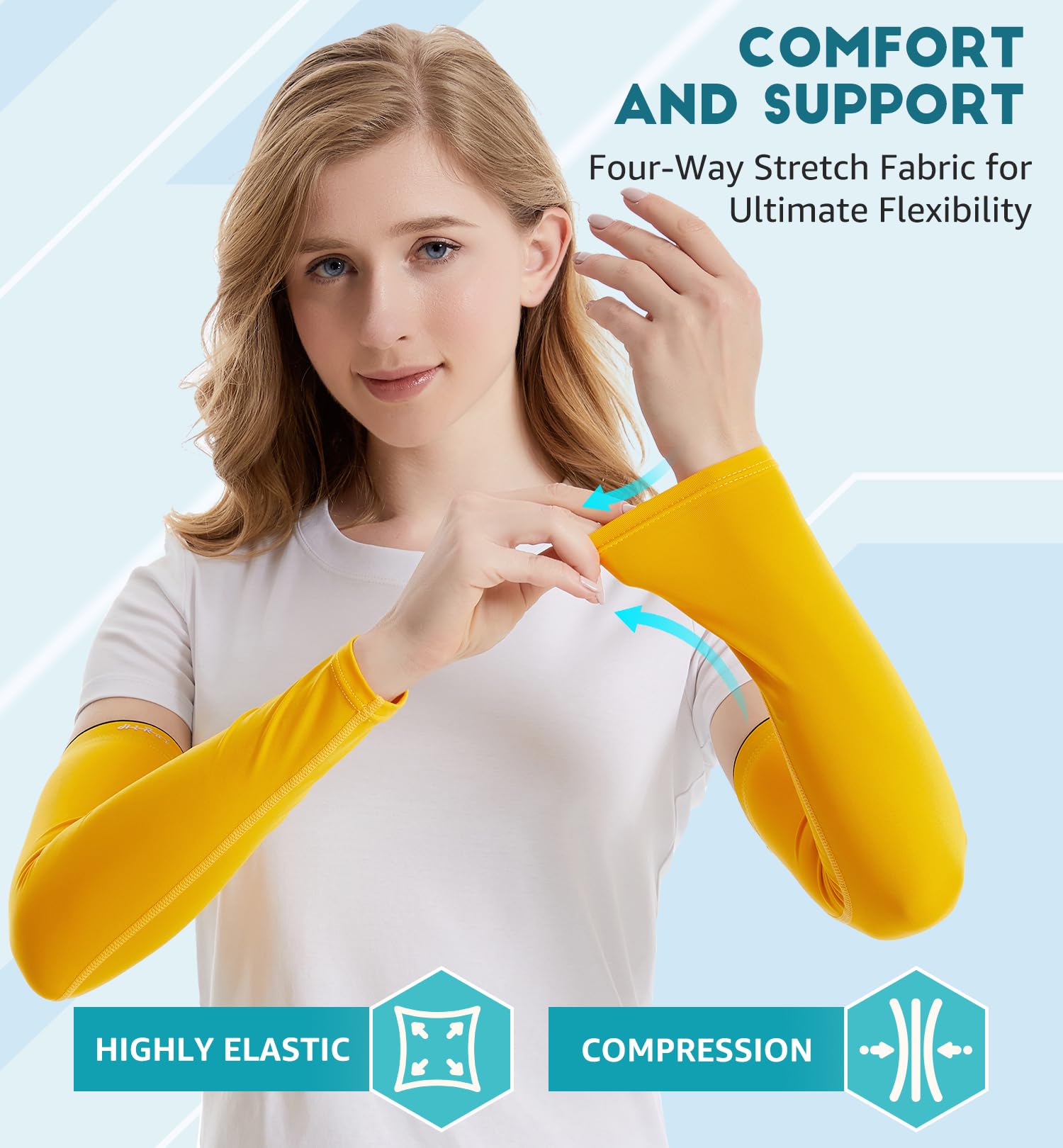 HiRui Manicotti a compressione per braccia, per uomini, donne, giovani e bambini, protezione UV 20-30 mmHG, supporto ideale per corsa, ciclismo, basket, golf, copertura per tatuaggi, traspirante,