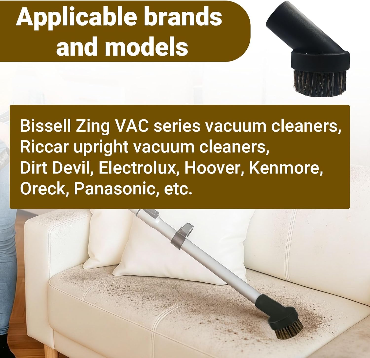 Walmine Black 1.25" (32mm) Round Horse Hair Vacuum Brush Vacuum Accessories for Home Pack of 10