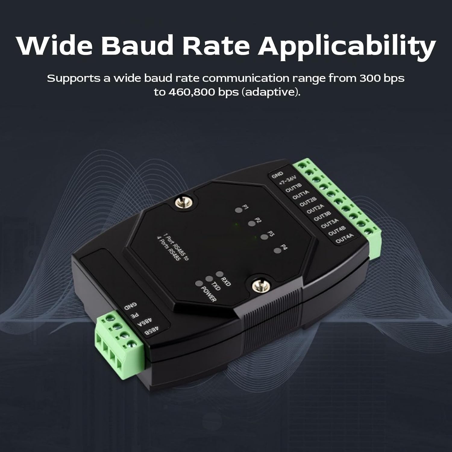 ciciglow Industrial Grade Isolated RS485 Hub, Expands 4 Channel RS485 Sub Ports Via 1 Channel Main Port, 300 to 460800bps Wide Baud Rate, Rail Mount Support