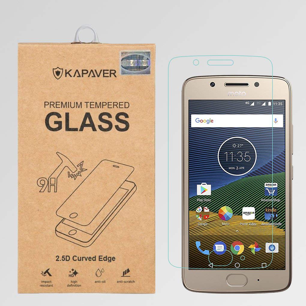 KAPAVER Moto G5 (5" Inch) Tempered Glass, 2.5D Arc Edge 9H Hardness Premium Screen Guard Protector for Moto G5 (B0719DXKRV) Amazon Price History, Amazon Price Tracker