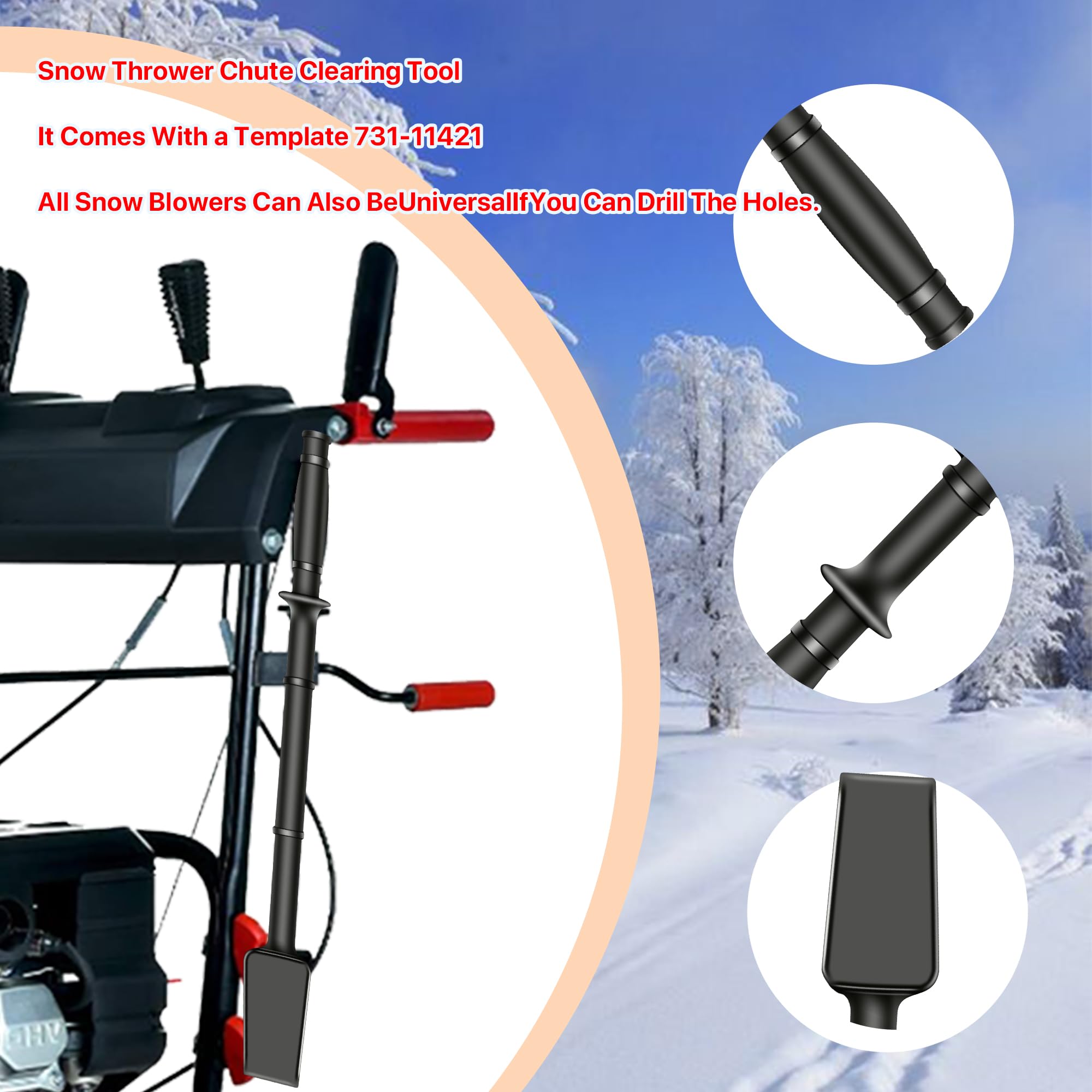 BiLLNE 731-2643 Snow Thrower Chute Clearing Tool Compatible - View #7