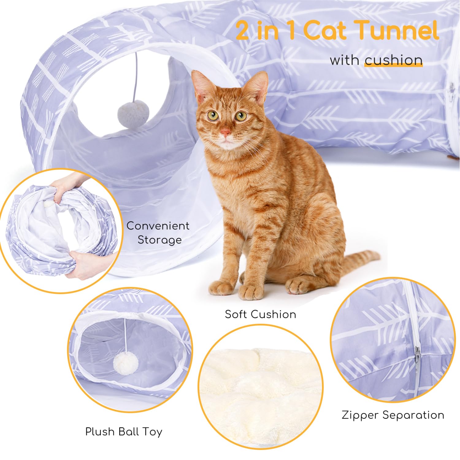Nobleza Runder Katzentunnel - Vielseitiges Spielzeug für Katzen, Farbe:Lila, Größe:OneSize