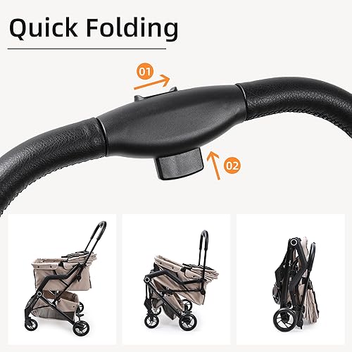 Miniatura 4 de Cochecitos para perros y gatos, adecuados para perros y gatos que pesan no más de 66 libras, cochecito plegable de 4 ruedas para mascotas, cochecito