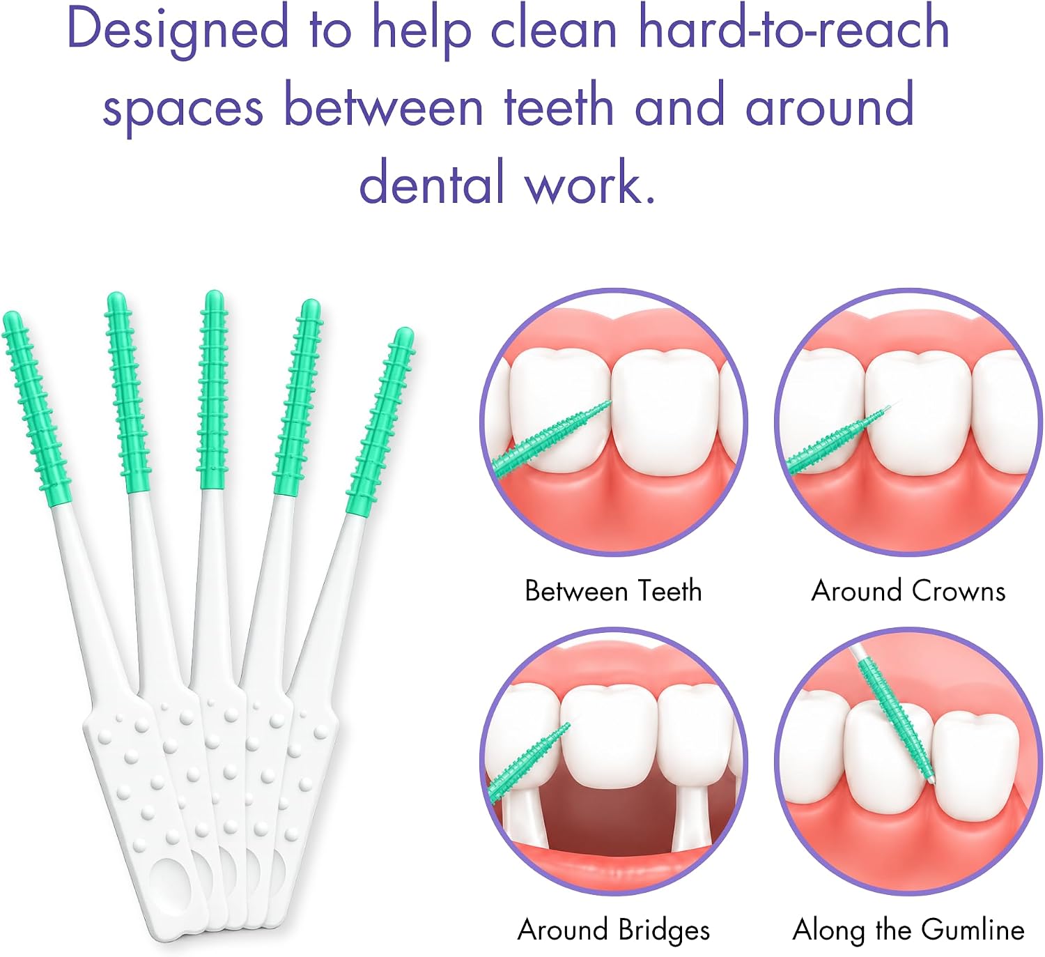 Acclean Dental Picks Patient Pack, Unflavored, Latex-Free, Disposable Plastic Picks, Tapered & Flexible, 5 Picks per Pack - 10 Pack, 50 Total Picks