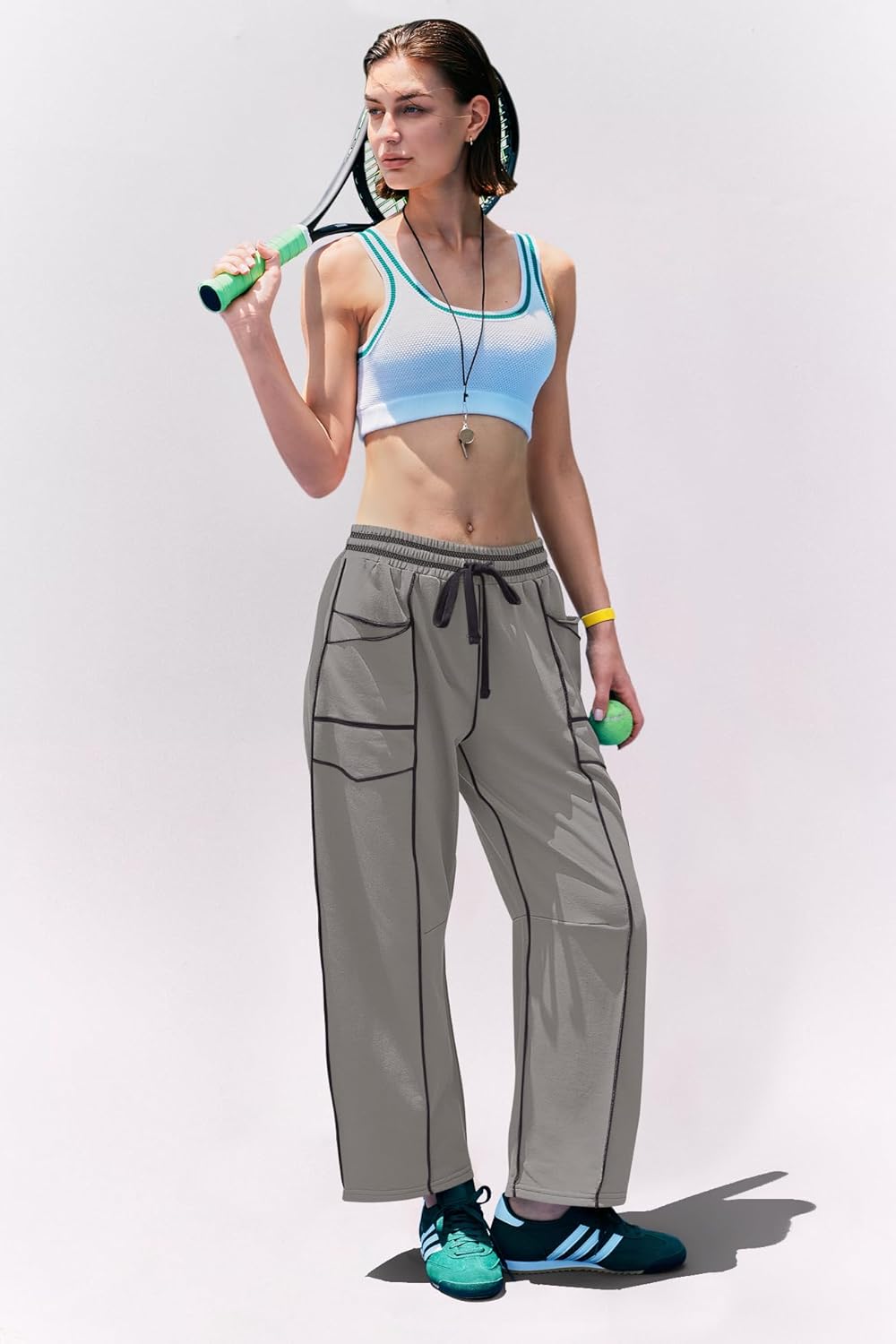 Panadila Womens Barrel Pants Drawstring Wide Leg Sweatpants Baggy Summer Lounge Pants Casual Beach Trousers - Image 5