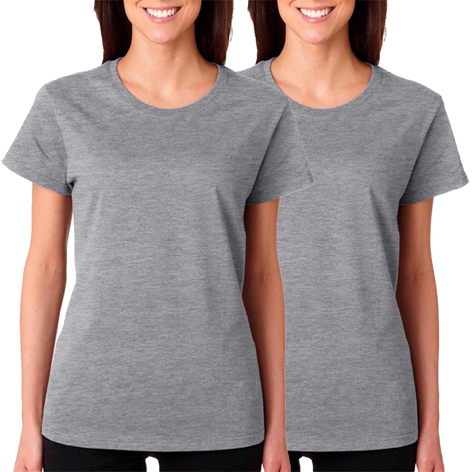 BOD HOME Pack 1 o 2 Camisetas de Mujer, Manga Corta 100% Algodón, Camiseta Cuello Redondo Transpirable y Ligera, Ocho Colores Lisos, Cómoda y Suave, Camiseta Básica, Casual, Tallas S, M, L, XL, XXL