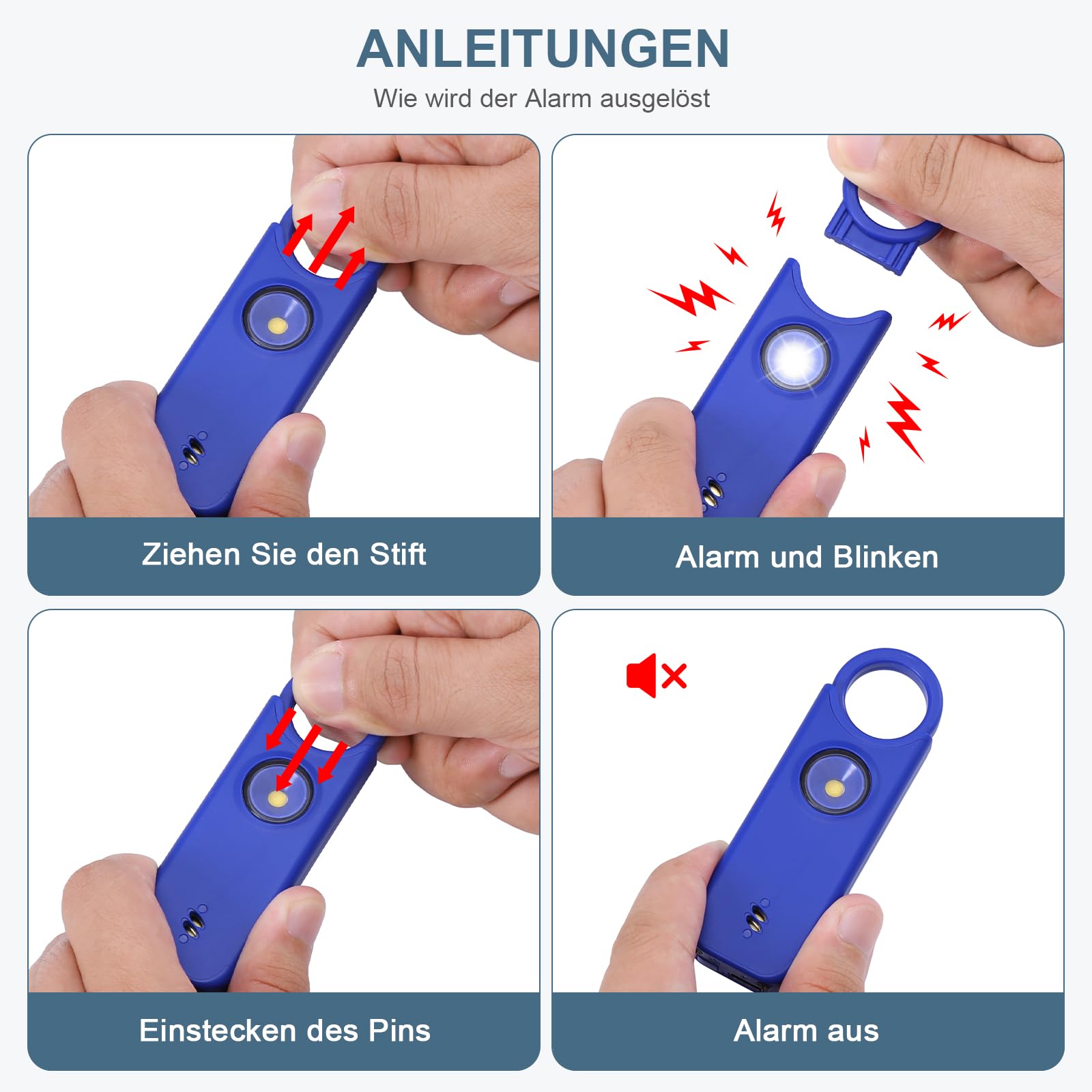Allarme Personale 135dB Ricaricabile - Con Luce LED E Antiaggressione | Per Donne, Anziani, Bambini - Foto 3
