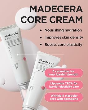 SKINRxLAB MadeCera Core Cream Korean Anti-Aging Face Moisturizer with Ceramides, Peptides, Liposomal TECA for Deep Hydration, Firming, Plumping, Volumizing & Radiant Complexion, 1.69oz.