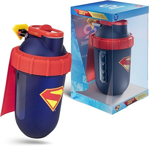 SHAKESPHERE Vaso agitador Tritan de 23.7 fl oz  Edición Superman  DC Comics Limited Edition  Diseño de cápsula, sin BPA, tapa deslizante de acero,